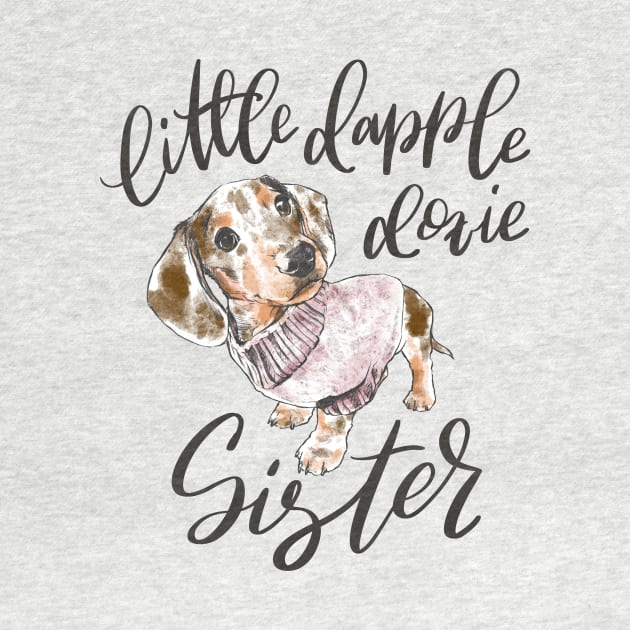 Chocolate Dapple Doxie Sister by stuckyillustration